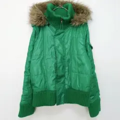 Aniversario 中綿ジャンパー ファー フード グリーン 派手 防寒 M