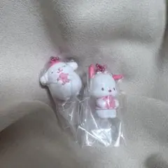 サンリオキャラクターズワントーンマスコット桜 ポムポムプリン＆ポチャッコ2点