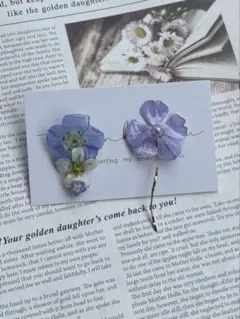 本物のお花　アシンメトリーピアス