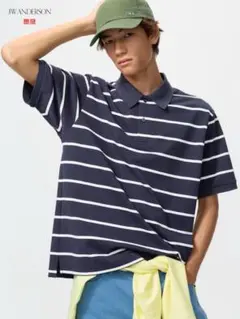 ユニクロ　JW ANDERSON ネイビー ストライプ ポロシャツ