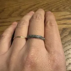 【まりえ 様専用】k18ホワイトゴールド ブラックダイヤリング　12号