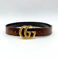GUCCI ダブルGバックル ブラウンレザーベルト
