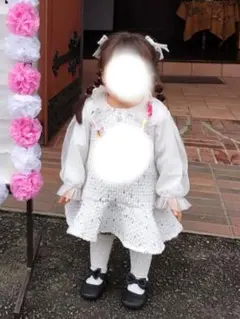 ホワイトツイードワンピース　入園式　女の子　12-18M 80 86 90