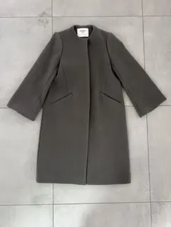 【ユナイテッドアローズ】グレー ノーカラーコート フレアスリーブ