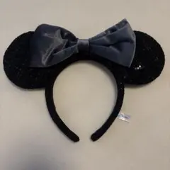 ディズニー　ミニー　カチューシャ　ベロア　ツイード　グレー