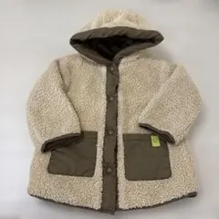 フード付きボアジャケット アイボリー/カーキ