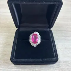鑑別書付 天然ピンクトルマリン 1.80ct プラチナリング Pt850 ダイヤ 
