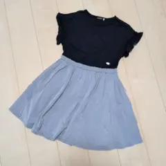 BeBe 半袖ワンピース【140】 紺色とグレーのサムネイル