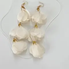 フラワー シフォン ブライダル 前撮り 結婚式 ハンドメイド ピアス イヤリング