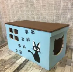 31《キャットハウス》ハンドメイド 猫 小屋 木箱 りんご箱 ペット