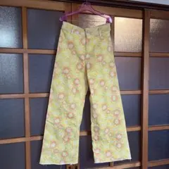 ZARA 花柄 ワイドパンツ イエロー系