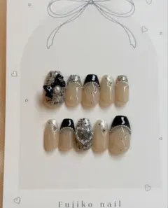 韓国ツイードガーリー量産型ネイルチップオーダー