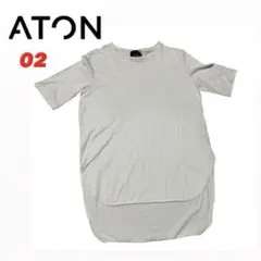 ATON エイトン　ホワイト 半袖Tシャツ　長め丈のサムネイル
