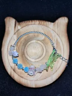 キラキラビーズとソフトバラブレスレット