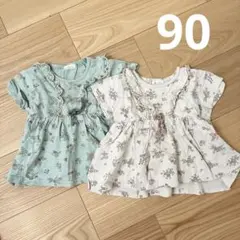 youpi loulou 花柄フリルTシャツ 2枚セット 90cmのサムネイル