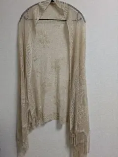 アイボリー 花柄レースストールラメ入り