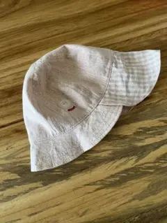 日除け付き　ベビー　帽子　ピンク　46㎝