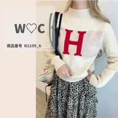 W♡C ダブルシー アルファベットロゴコンパクトニット　長袖