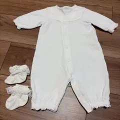 ミキハウス ホワイトロンパース&靴下セット