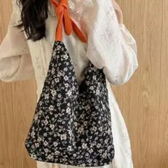 ショルダーバッグ レディース リボン　 オレンジ× 黒 　トートバッグ可愛い
