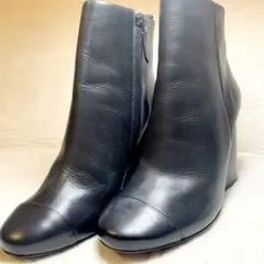 【美品】トリーバーチ レディース ショートブーツ レザー ブラック 23.5cm