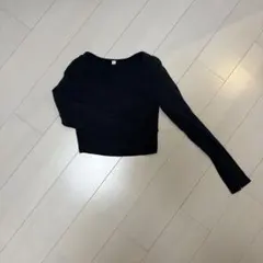 GU チャコールグレー　クロップド長袖Tシャツ Sサイズ