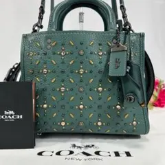 【極美品】コーチ ローグ25 3way ハンドバッグ レザー スタッズ 肩掛け