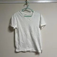 激安ホワイト白無地Vネック半袖 TシャツMインナーM