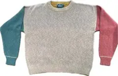 80s USA製 Woolrich コットンニット クレイジーパターン Lのサムネイル