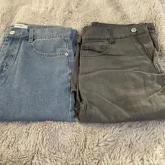 ライトブルー・グレー ストレートデニムパンツ sサイズ　MONO-MART