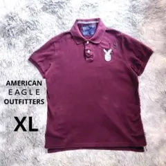 《US古着》AMERICAN EAGLE 刺繍入りポロシャツ バーガンディ XLのサムネイル
