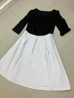 (K12496)トゥービーシック　バイカラー　タフタフレアー　ワンピース　40