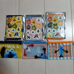 スシロー　パペットスンスンコラボ　クリアポーチ＆シール　コンプリート