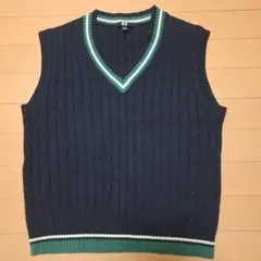 UNIQLO　ネイビーケーブル編みニットベスト　M