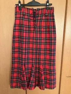 赤黒　チェック フレアスカート　昭和レトロ　80s 90s