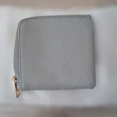 グレー 合成皮革 ジッパー式コインケース