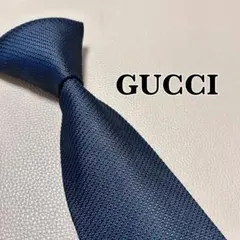 グッチ　ネクタイ　GG ストライプ ドット　チェック　ネイビー　紺色