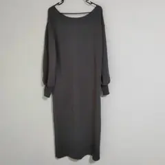 グレー 長袖 ロングワンピース オフショルダー 匿名発送