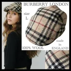 美品✨英国製✨バーバリーロンドン ノバチェック ウール ハンチング帽 L