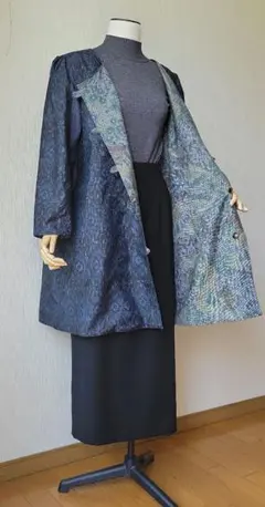 着物リメイク　大島紬のリバーシブルライトコート