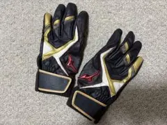 Mizuno バッティング用手袋 黒/金