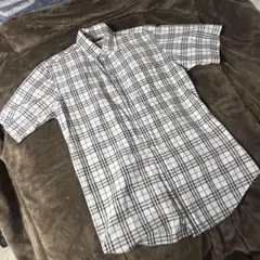 バーバリー 半袖シャツ チェック L 青 白 夏 BURBERRY 人気