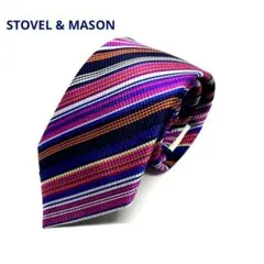 STOVEL & MASON マルチカラーストライプ　シルク100%英国デザイン