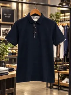ikka ポロシャツ Mサイズ ネイビー ボーダー