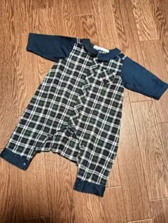 *さめ様 値下げファミリア　チェック柄　長袖ロンパース　60サイズ*