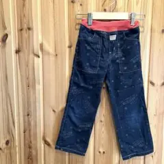 キッズ服　子供服　100 パンツ　ウエストゴム　総柄　ポケット付　ネイビー系