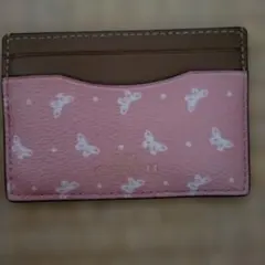 COACH 蝶模様 パスケース ピンク