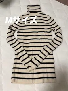 エクストラファインメリノリブタートルネックセーター（ボーダー・長袖）