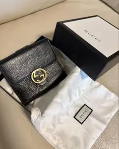 GUCCI インターロッキングG スタッズ 三つ折り財布 ブラック - メルカリ