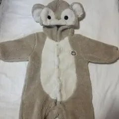 ベージュ動物デザインロンパース